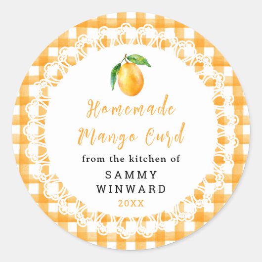 Étiquette de pot de crème de mangue maison (Devant)