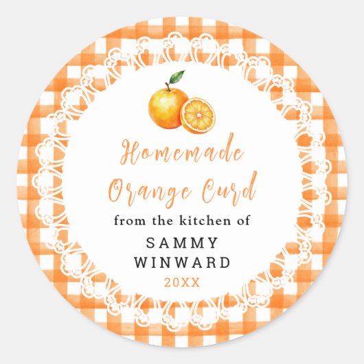 Étiquette de pot de crème d'orange maison (Devant)