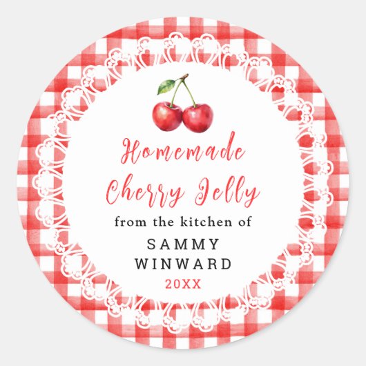 Étiquette de pot de gelée de cerise maison (Devant)