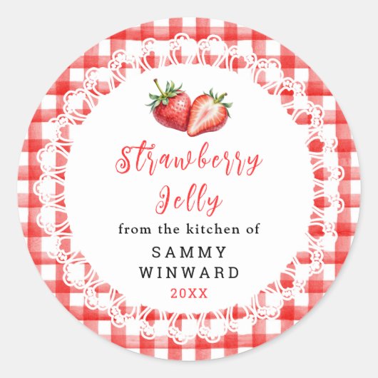 Étiquette de pot de gelée de fraise maison (Devant)