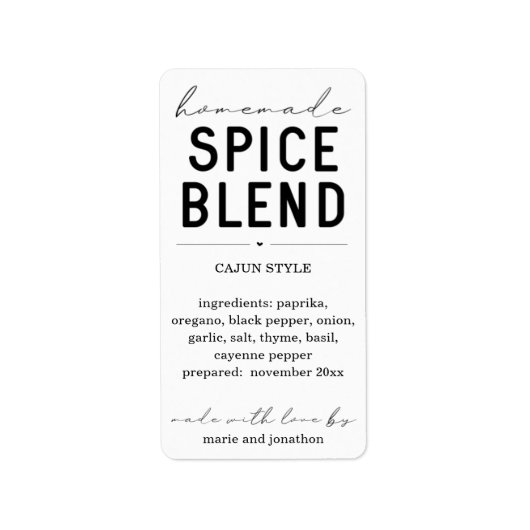 Étiquette de pot de mélange d'épices maison person (Devant)