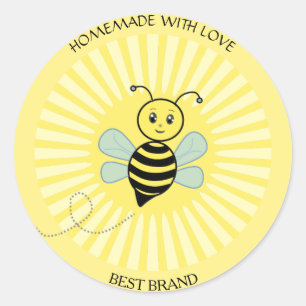 Étiquette de pot de miel Abeille joyeuse mignonne