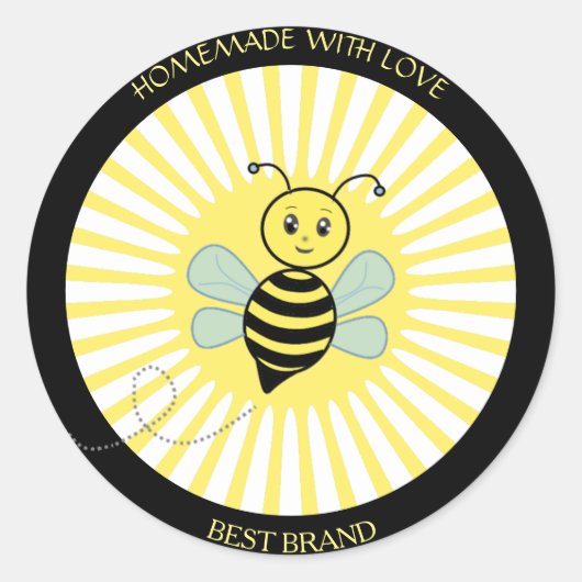 Étiquette de pot de miel Abeille Mignonne Joyeuse  (Devant)