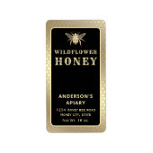 Étiquette de pot de miel d'abeille noire en or mod (Devant)