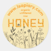 Étiquette de pot de miel d'apiculture biologique (Devant)