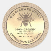Étiquette de pot de miel de abeille dorée Kraft ru (Devant)