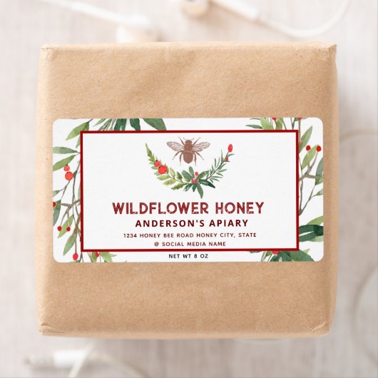 Étiquette de pot de miel de charcuterie (En situation)