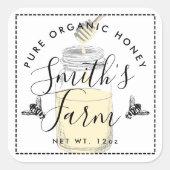 Étiquette de pot de miel de la ferme - Entreprise  (Devant)