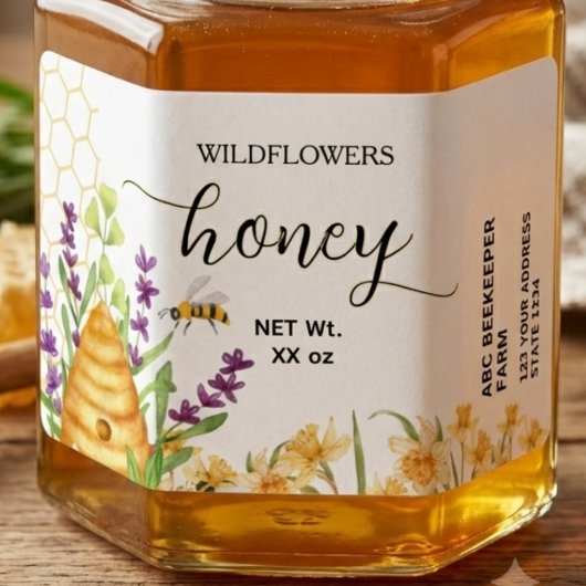 Étiquette de pot de miel de rucher de fleurs sauva