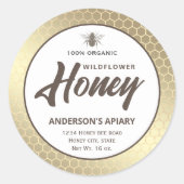 Étiquette de pot de miel en or moderne (Devant)