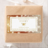 Étiquette de pot de miel étincelant moderne peigne (En situation)