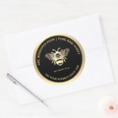Étiquette de pot de miel Faux or & Abeille noire (Enveloppe)