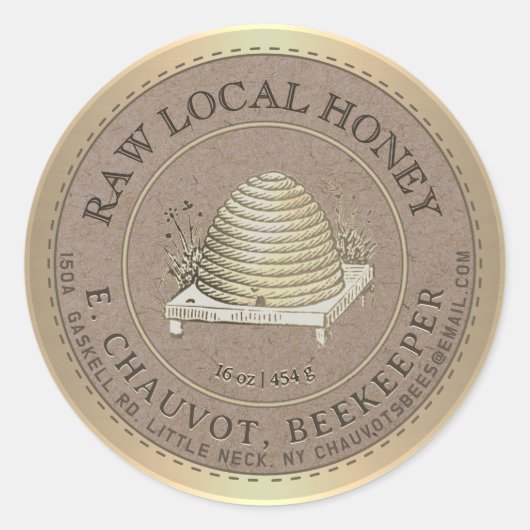 Étiquette de pot de miel kraft à soupe de miel (Devant)