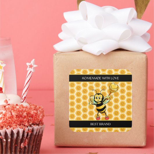 Étiquette de pot de miel & miel en rayon fait mais (Fête)