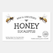 Étiquette de pot de miel personnalisée noir et bla (Devant)