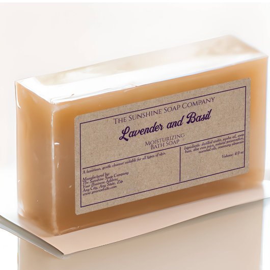 Étiquette de pot de papier Kraft style texte viole