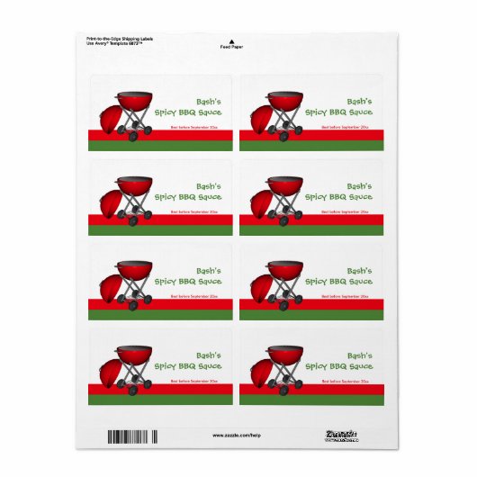 Étiquette de pot de sauce barbecue (Feuille entière)