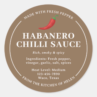 Étiquette de pot de sauce chili habanero faite mai