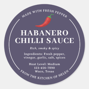 Étiquette de pot de sauce chili habanero maison vi
