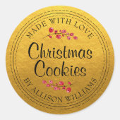 Étiquette de pot en or pour biscuits de Noël faits (Devant)