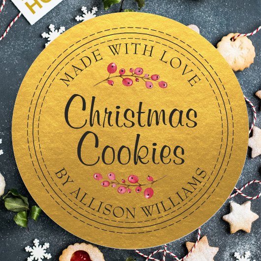 Étiquette de pot en or pour biscuits de Noël faits