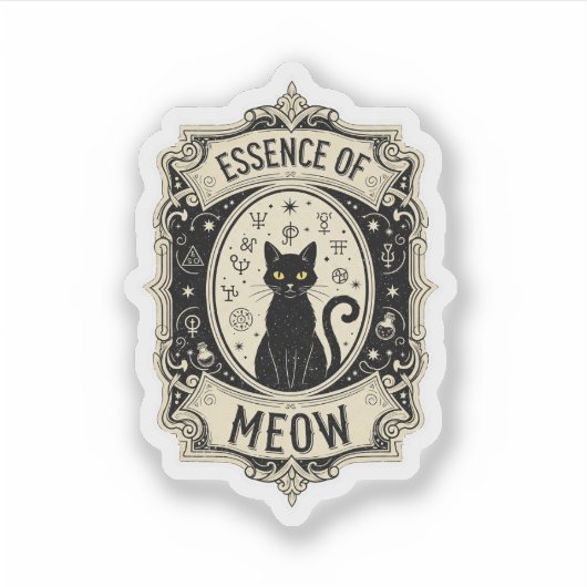 Étiquette de potion de chat - Essence de Meow Vint (Devant)