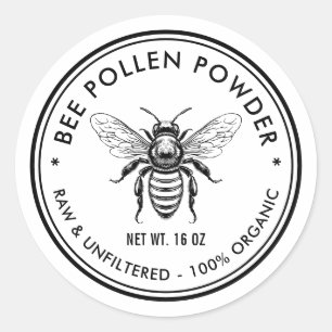 Étiquette de poudre de pollen d'abeille avec abeil