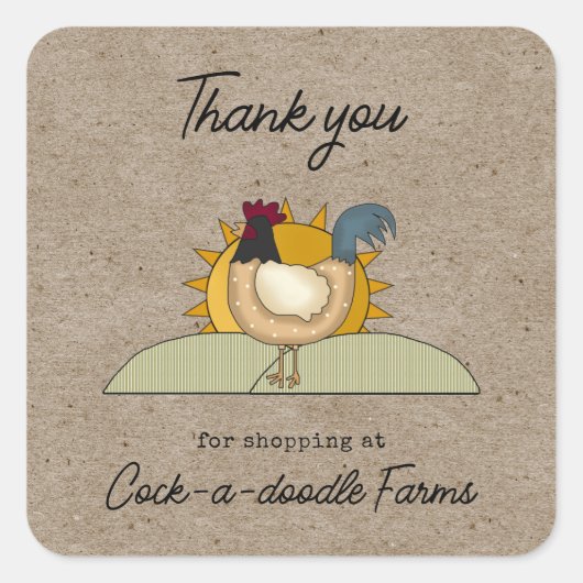 Étiquette de poulet à la ferme rustique (Devant)