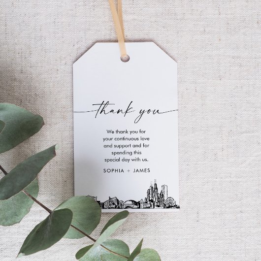 Étiquette de préférence du Merci Mariage Skyline d