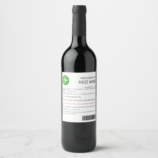 Étiquette de prescription de vin rouge (Devant)