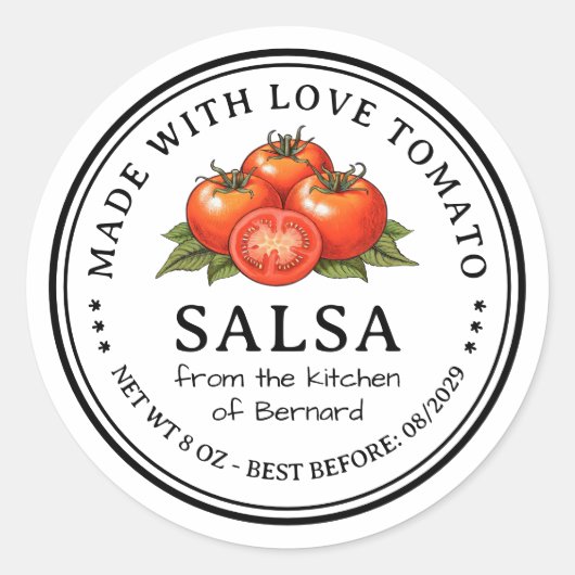 Étiquette de préservation de salsa de tomate (Devant)
