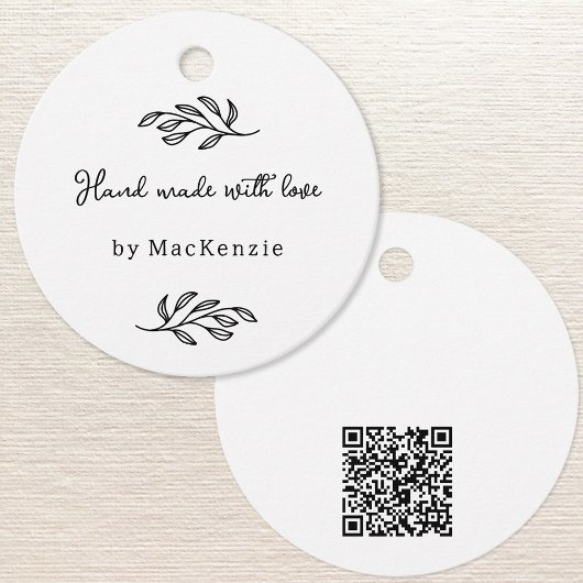 Étiquette de prix à code QR fait main avec amour