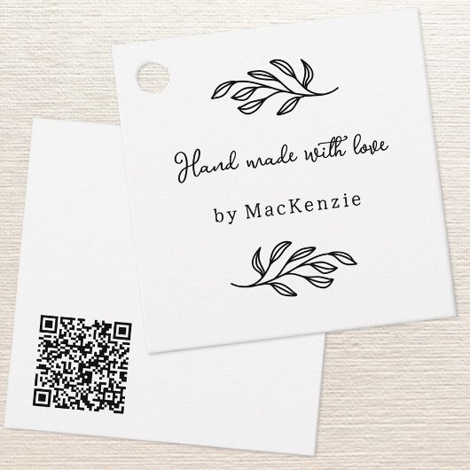 Étiquette de prix botanique QR Code fait main avec