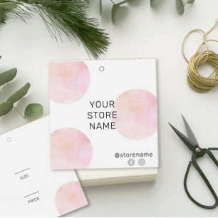 Étiquette de prix carré aquarelle rose girly pour
