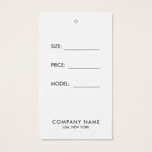 Étiquette de prix d'affichage blanc simple (Dos)