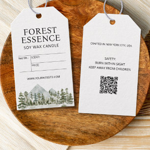 Étiquette de prix de bougie de forêt aquarelle Pro