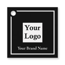 Étiquette de prix de carré noir moderne de logo pe
