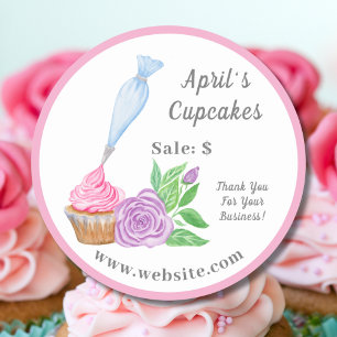 Étiquette de prix de cupcake au glaçage aquarelle