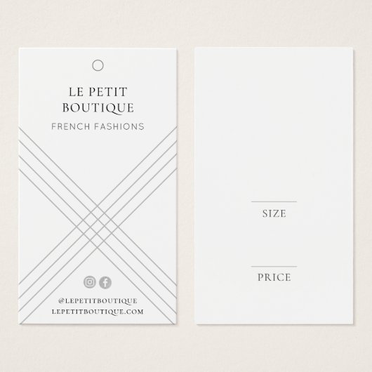 Étiquette de prix de l'habillement gris géométriqu (Devant & derrière)