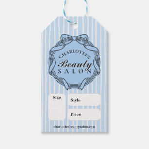 Étiquette de prix de salon à cadre orné rayé bleu
