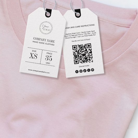 Étiquette de prix de vêtement à code QR minimalist