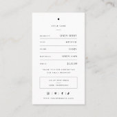 Étiquette de prix de vêtement à monogramme minimal (Dos)