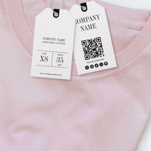 Étiquette de prix de vêtement avec code QR minimal