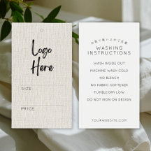 Étiquette de prix et instructions de lavage en lin