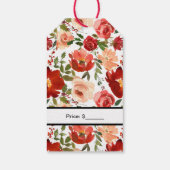 Étiquette de prix Fleurs aquarelle Roses Commerce (Dos)