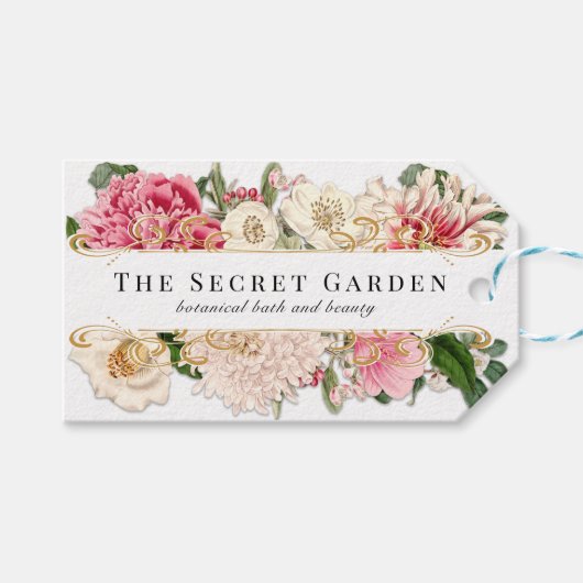 Étiquette de prix Floral Gold Swirls Classic Vinta (Devant (Horizontal))