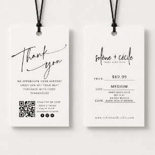 Étiquette de prix Modern Thank You Hang avec code
