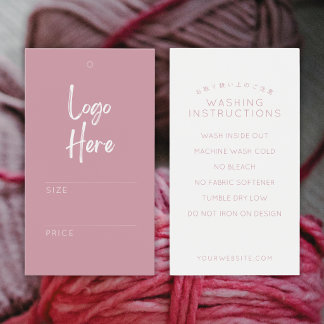 Étiquette de prix rose blush avec instructions de