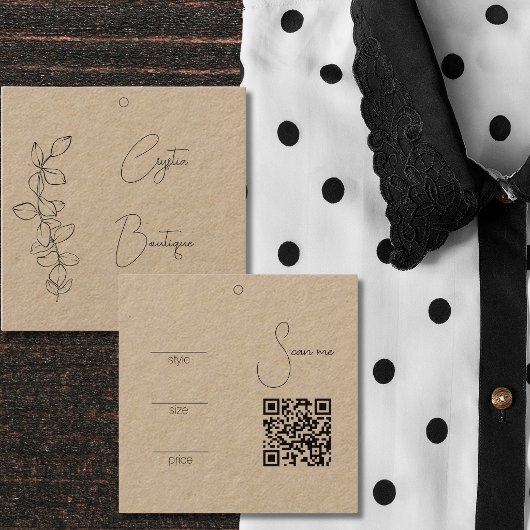 Étiquette de prix suspendue Kraft avec code QR pou