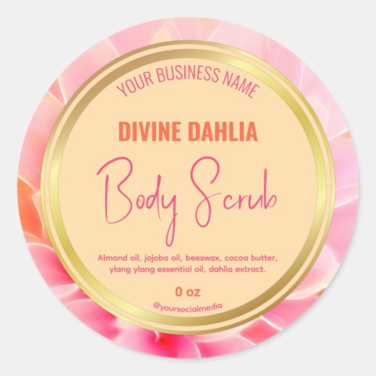 Étiquette de produit à cadre d'or beige rose pâle (Devant)